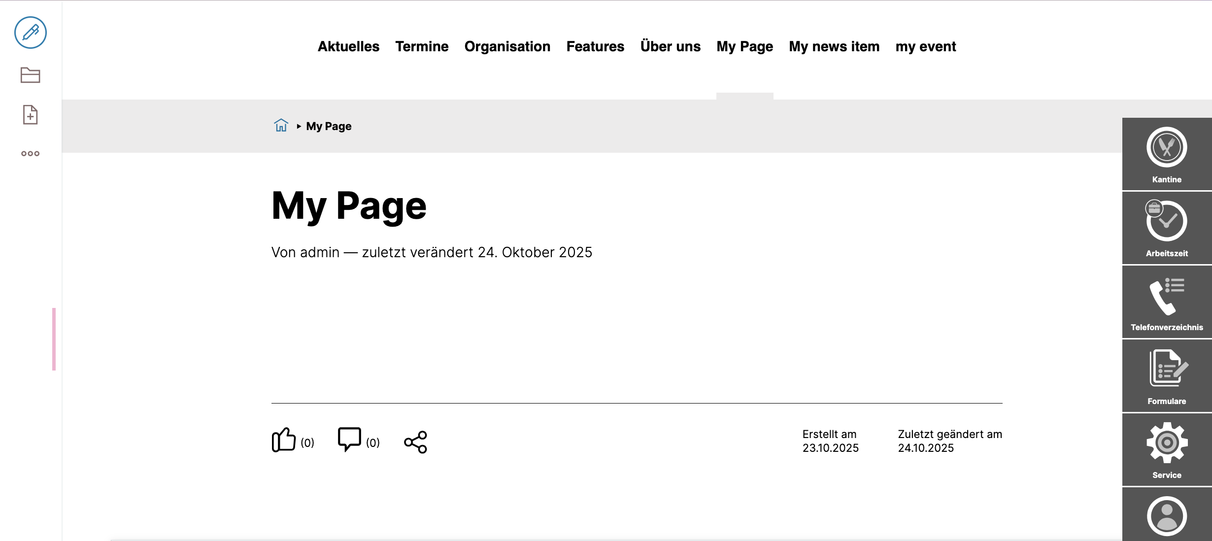 Example of content interactions