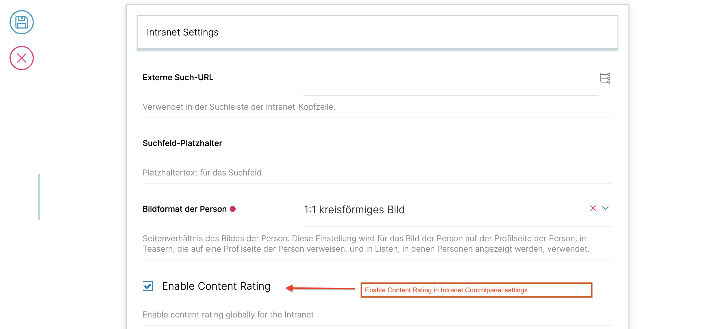 Enable rating globally