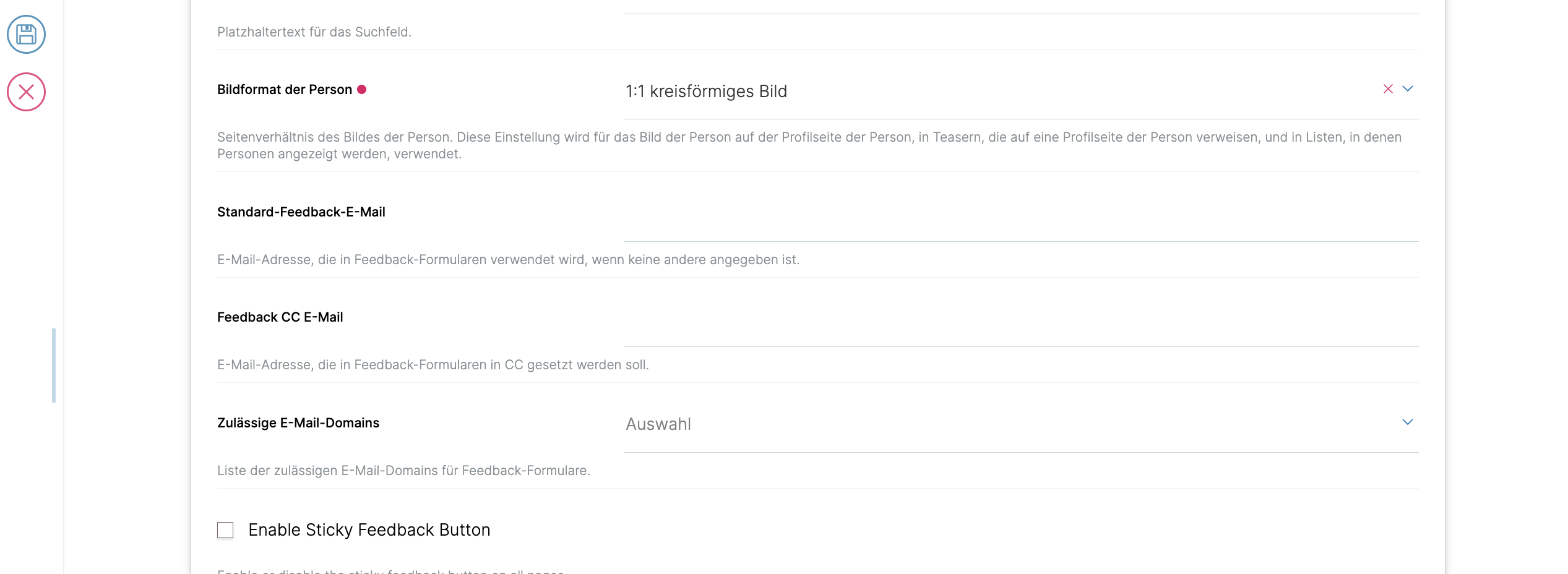 Intranet settings